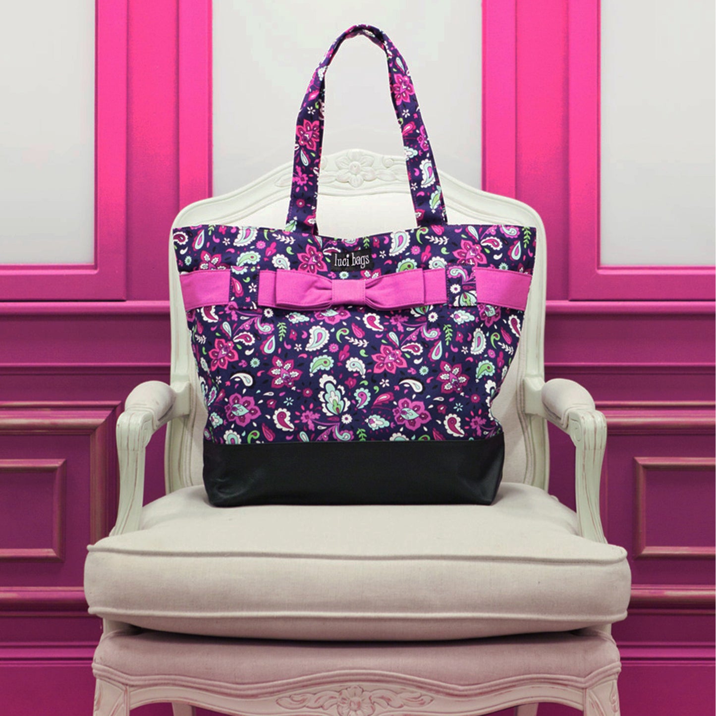 Plum Paisley Bow Tote