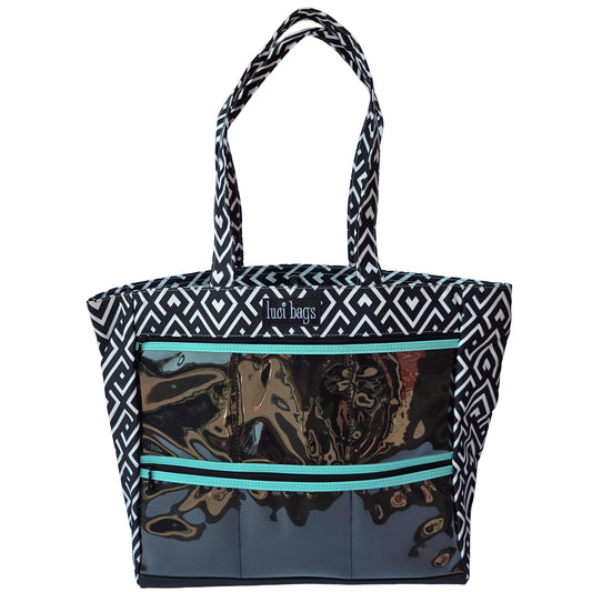 Deco Large Display Tote with 6 clear display pockets on a white background